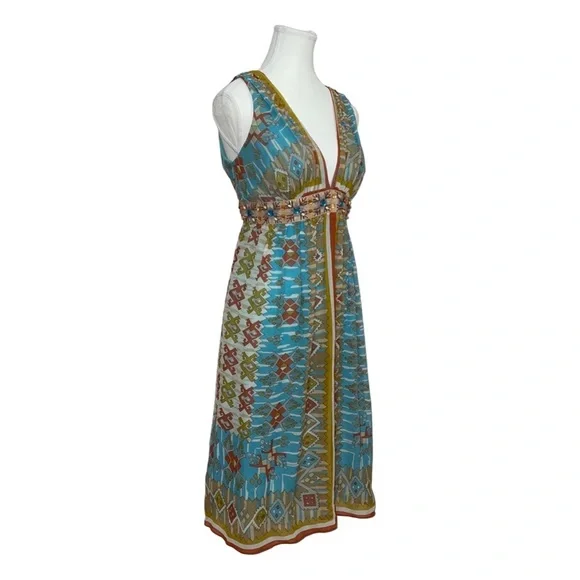 Nicole Miller | Dresses | Nicole Miller Multicolor Dress With Beaded Waist  | Poshmark